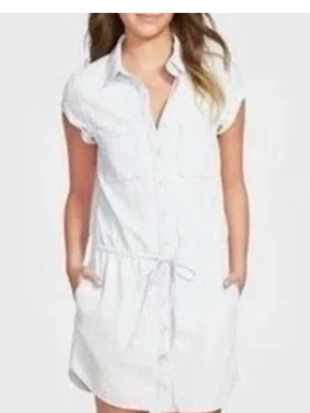 PAIGE White Short-Sleeve Romper with Drawstring Waist